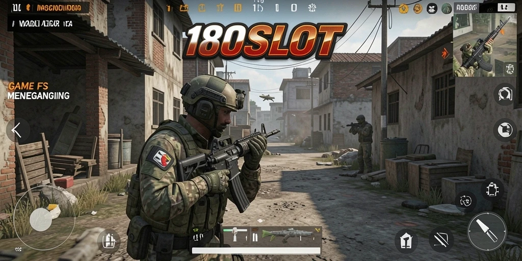 Tampilan gameplay intens dari 180SLOT yang menampilkan aksi FPS.