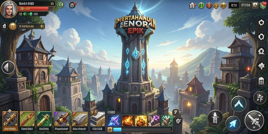 Tampilan permainan 8180 yang penuh aksi dan strategi Tower Defense.