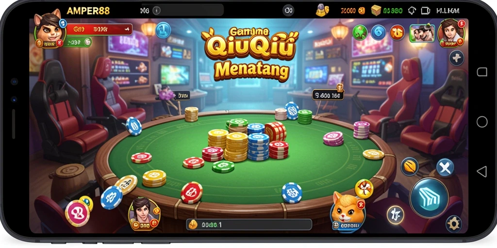 Screenshot gameplay AMPER88 yang menampilkan aksi seru QiuQiu.