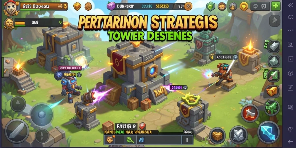 Tampilan screenshot menunjukkan aksi seru gameplay Tower Defense.