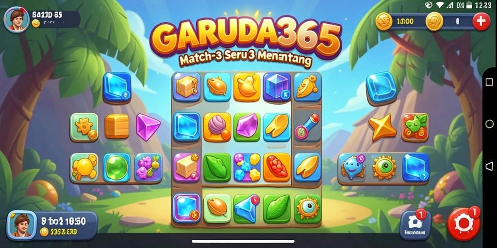 Tampilan gameplay Match-3 yang menarik dan mengasyikkan.