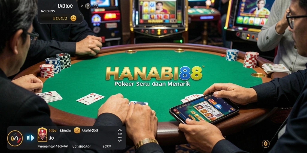 Tampilan gameplay Poker yang menarik dan kompetitif di HANABI88.