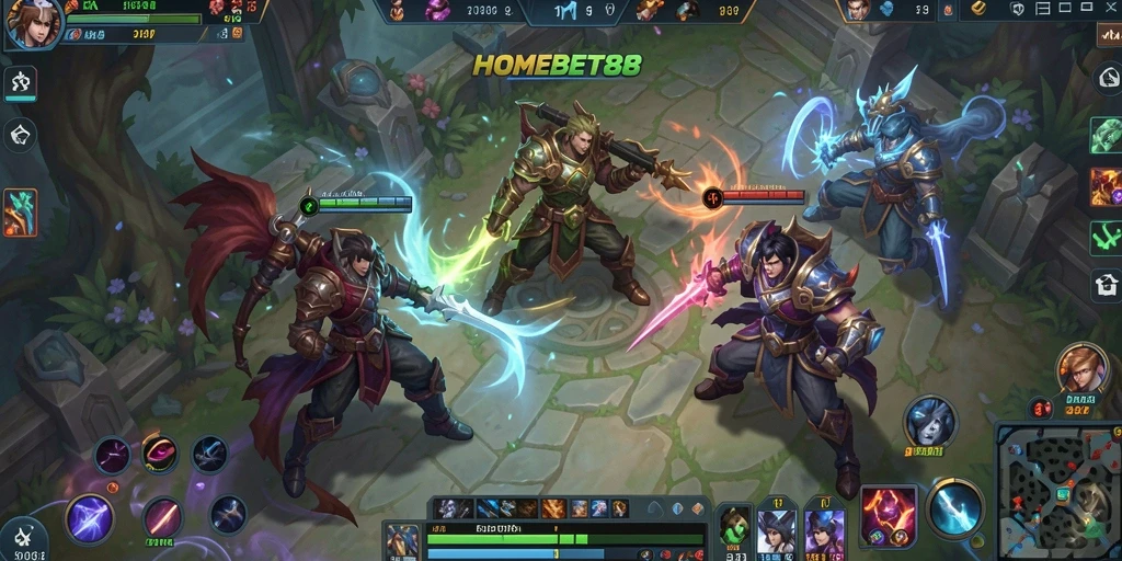 Gameplay seru HOMEBET88 dengan aksi MOBA yang intens.