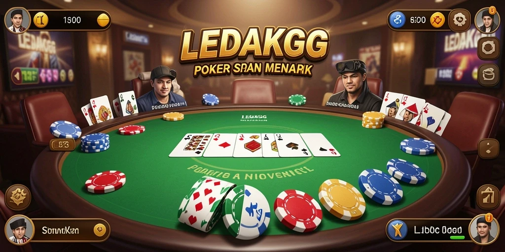 Tampilan gameplay LEDAKGG yang menarik dan penuh aksi Poker.