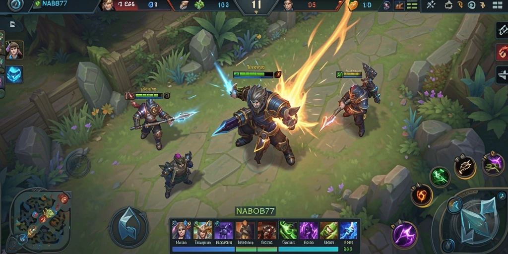 Screenshot gameplay NABOB77 dengan aksi seru di arena MOBA.