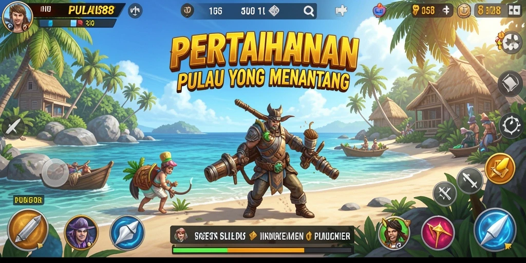 Gameplay seru pada PULAU88 dengan menara pertahanan melawan gelombang musuh.
