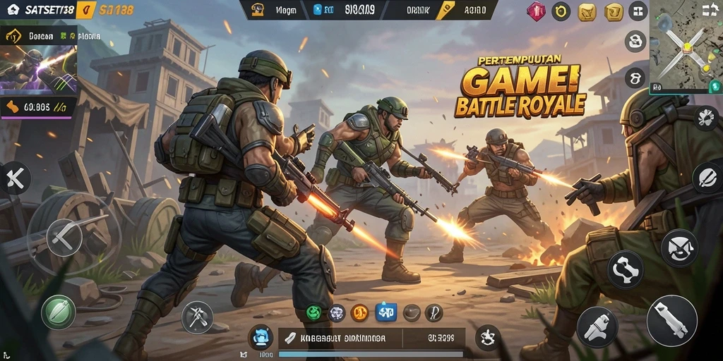 Tangkapan layar gameplay SATSET138 yang intens dalam pertempuran Battle Royale.