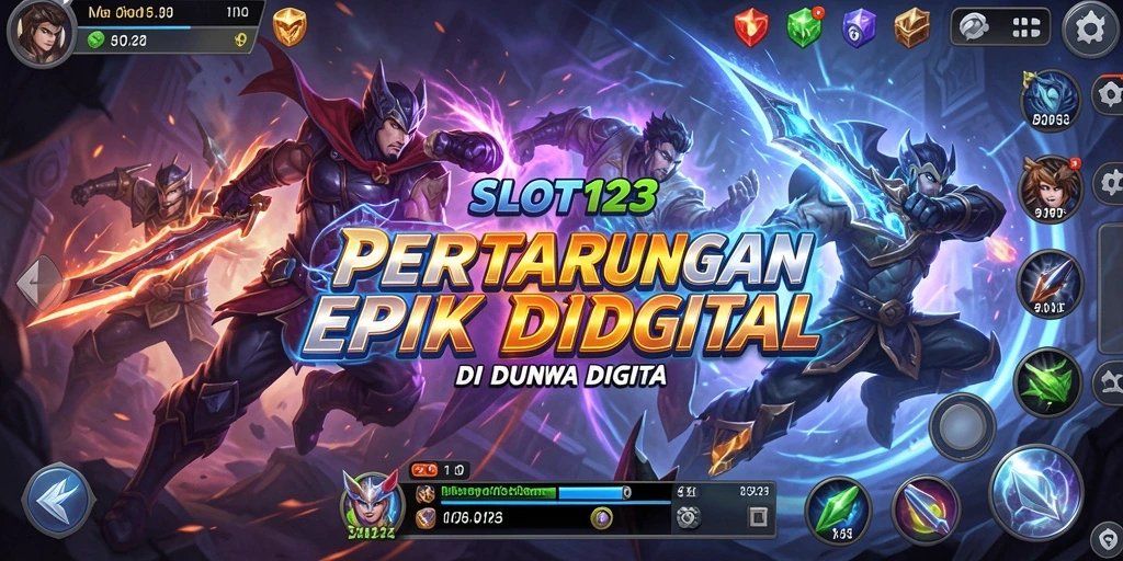Tangkapan layar menunjukkan pertarungan sengit di SLOT123 dengan karakter yang kuat.