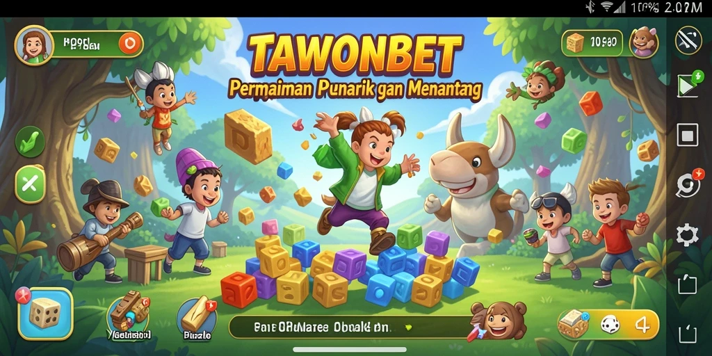 Menampilkan gameplay seru TAWONBET dengan tantangan puzzle.