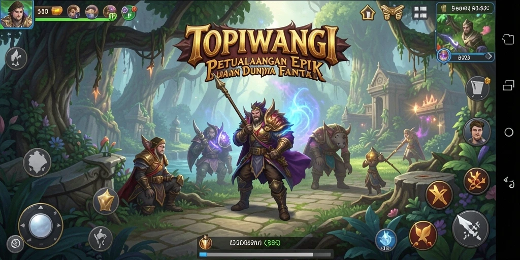 Tampilan gameplay utama TOPIWANGI yang mendebarkan dan penuh aksi.